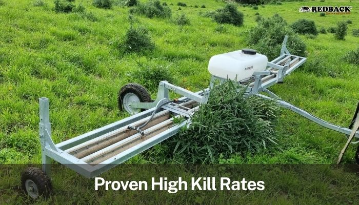 Redback Weedwiper applying chemical to thistles in NZ